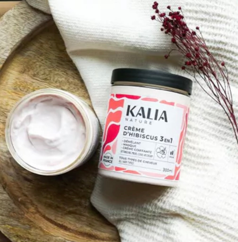 KALIA NATURE -Crème d'hibiscus 3-en-1 - Cheveux Bouclés & Crépus Doux, Nourris et Brillants 300 ML