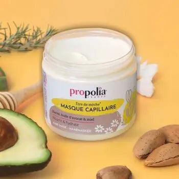 PROPOLIA-Masque cheveux certifié Bio Karité, Miel & Huile d'avocat 79/100 Note Yuka🥕200ML Propolia