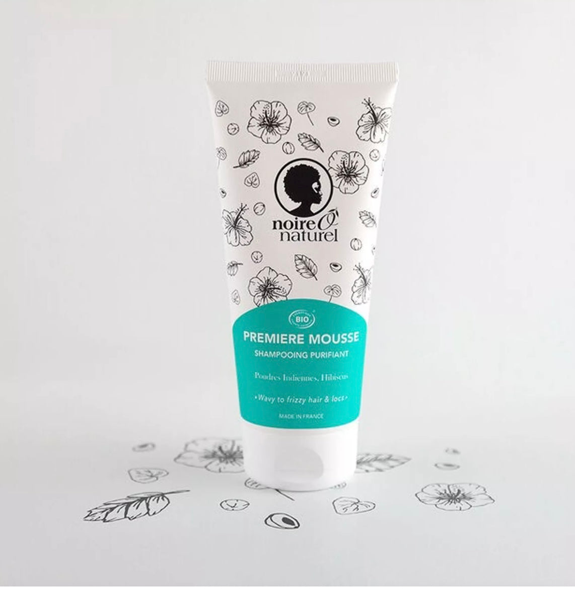 Shampooing PREMIÈRE MOUSSE purifiant poudres indiennes et hibiscus - Noire Ô naturel