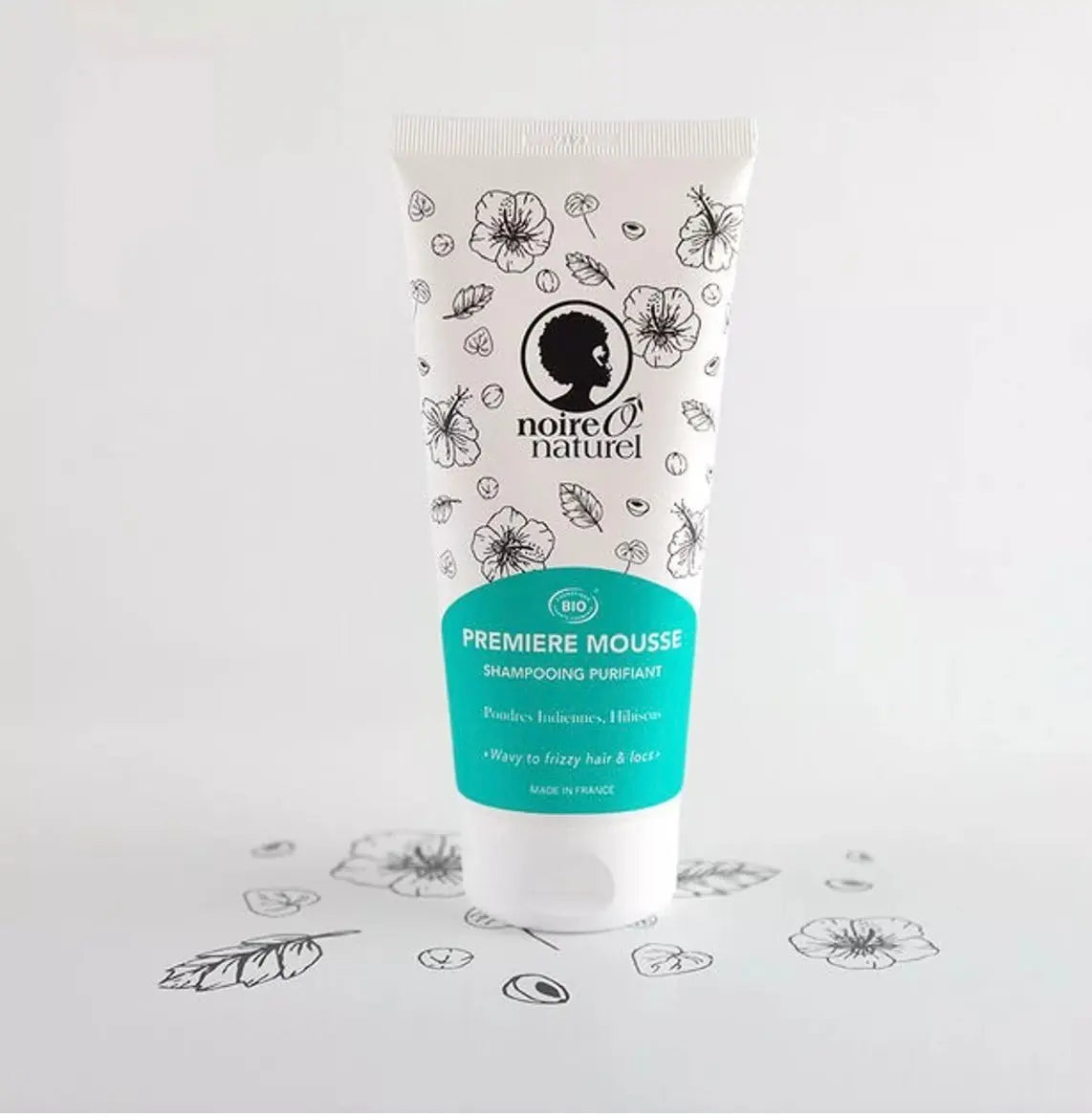 NOIR Ô NATUREL -Shampooing PREMIÈRE MOUSSE purifiant poudres indiennes et hibiscus 86/100 Note Yuka🥕 Noire ô naturel