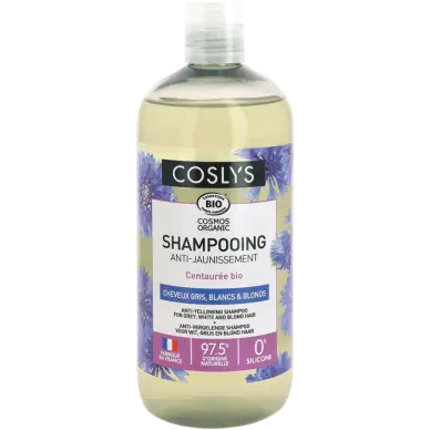 COSLYS -Shampooing anti-jaunissement
CENTAURÉE BIO
Neutralise les reflets jaunes, protège et sublime l'éclat
Pour cheveux gris, blancs et blonds
Gardez une couleur naturelle et éclatante
58/100 Note Yuka 🥕500ML COSLYS