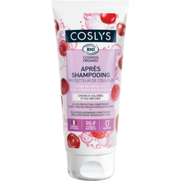 COSLYS -Après~shampooing protecteur de couleur 
Enrichi en huile de cerise et vinaigre de framboise bio 
Idéal pour les cheveux colorés et méchés
Parfum fruité et gourmand
Démêle et facilite le coiffage
Sans silicone, sans sulfates 86/100 Note Yuka🥕200ML