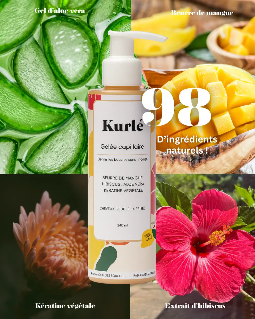 KURLÉ-Gelée définissante Formulé pour cheveux bouclés & frisés
Définit les boucles, sans effet cartonné
Tenue souple des boucles 50/100 Note Yuka 🥕240ML Organics Beam