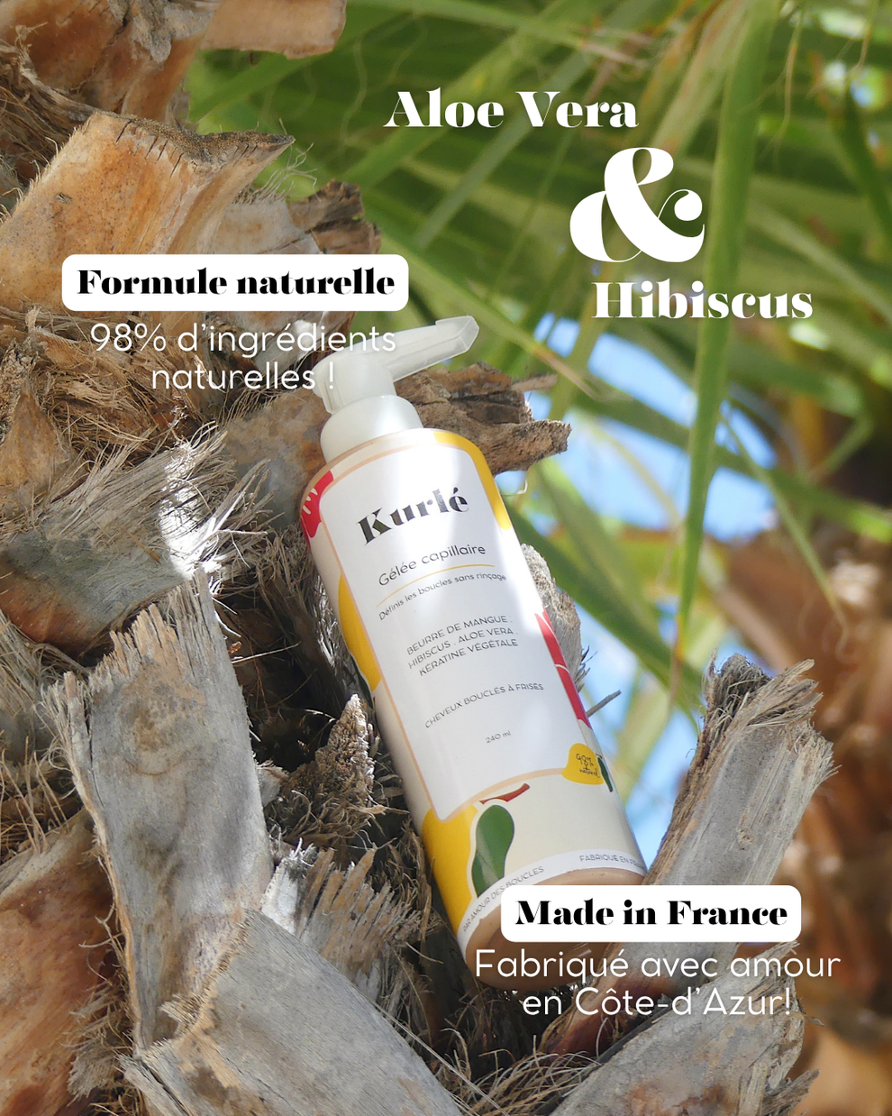 KURLÉ-Gelée définissante Formulé pour cheveux bouclés & frisés
Définit les boucles, sans effet cartonné
Tenue souple des boucles 50/100 Note Yuka 🥕240ML