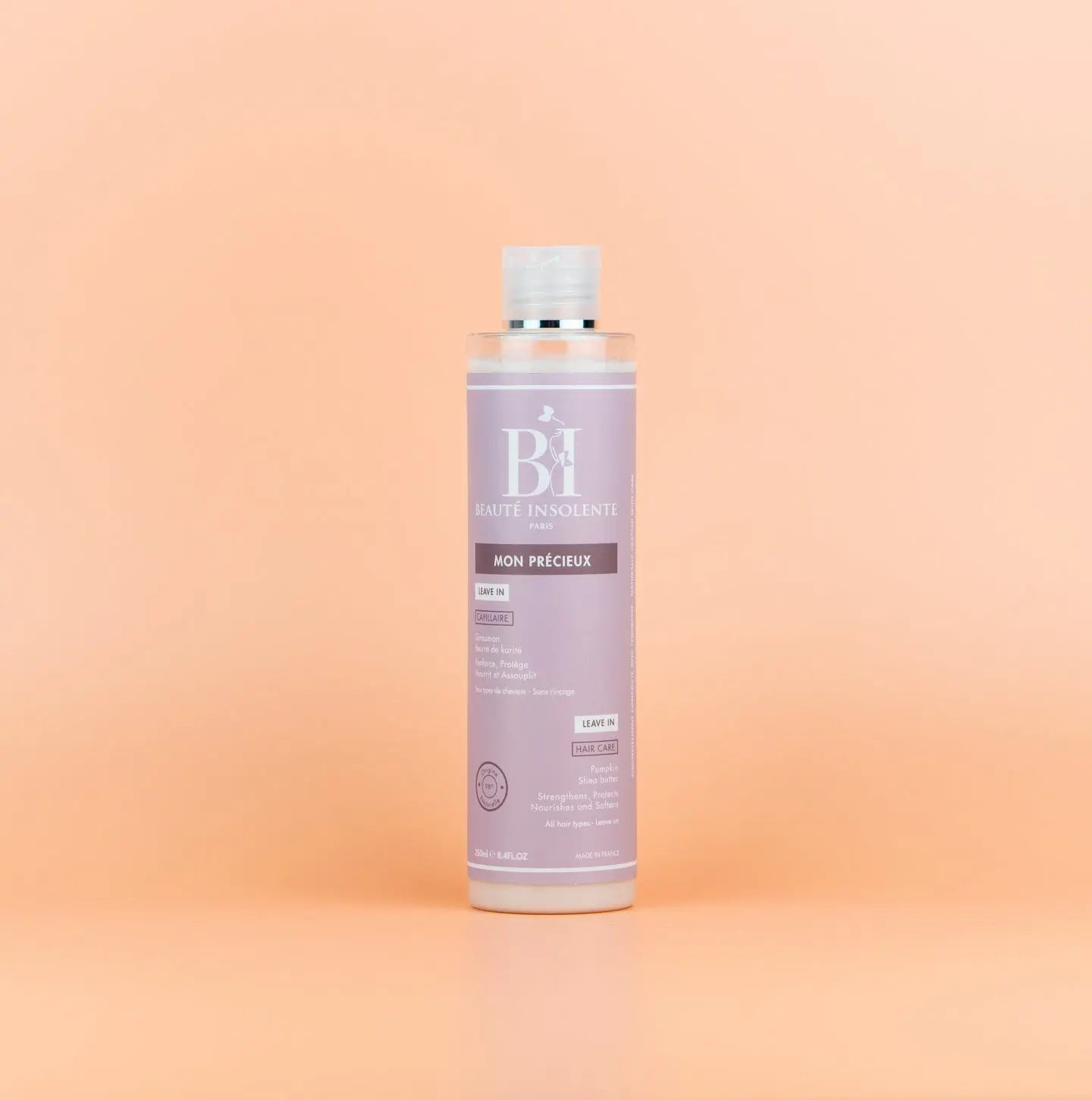 BEAUTÉ INSOLENTE-Leave-in Mon précieux Guiraumon, Karité ,Ricin  & Beurre de cacao 93/100 Note Yuka🥕250ML Beauté insolente