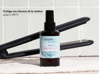 JUSTE .paris Spray thermo protecteur à la kératine végétale , vinaigre de framboise & Aloe Vera  lisseur, sèche cheveux & boucleur  100ML