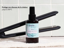 JUSTE .paris Spray thermo protecteur à la kératine végétale , vinaigre de framboise & Aloe Vera  lisseur, sèche cheveux & boucleur  100ML