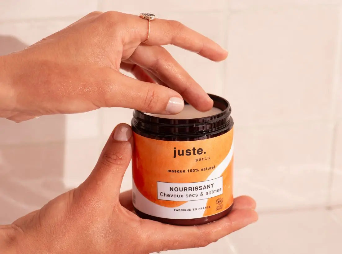 JUSTE.paris -Masque Cheveux secs – Nourrissant , nourrit, répare , renforce & brillance Huile d’Abyssinie, Beurre de Karité , Ricin & huile Coco -250ML JUSTE PARIS