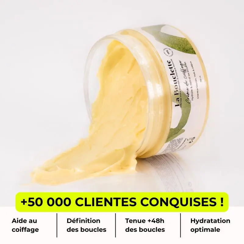 LA BOUCLETTE -Crème de Coiffage Hydrate et définit les boucles -Cheveux bouclés, frisés et crépus 86/100 Note Yuka 🥕200ML La bouclette