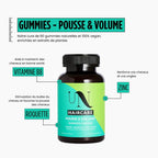 INHAIRCARE -Gummies - Cure pousse de cheveux-Notre cure de 60 gummies goût pomme, naturelles et réduites en sucres, 100% vegan, enrichies en extraits de plantes :
Accélère la pousse de vos cheveux.
Réduis la chute de vos cheveux.
Plus de volume. INHAIRCARE
