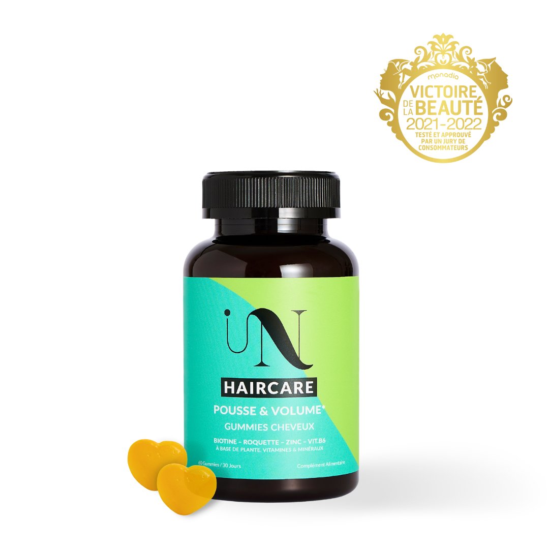 INHAIRCARE -Gummies - Cure pousse de cheveux-Notre cure de 60 gummies goût pomme, naturelles et réduites en sucres, 100% vegan, enrichies en extraits de plantes :
Accélère la pousse de vos cheveux.
Réduis la chute de vos cheveux.
Plus de volume.