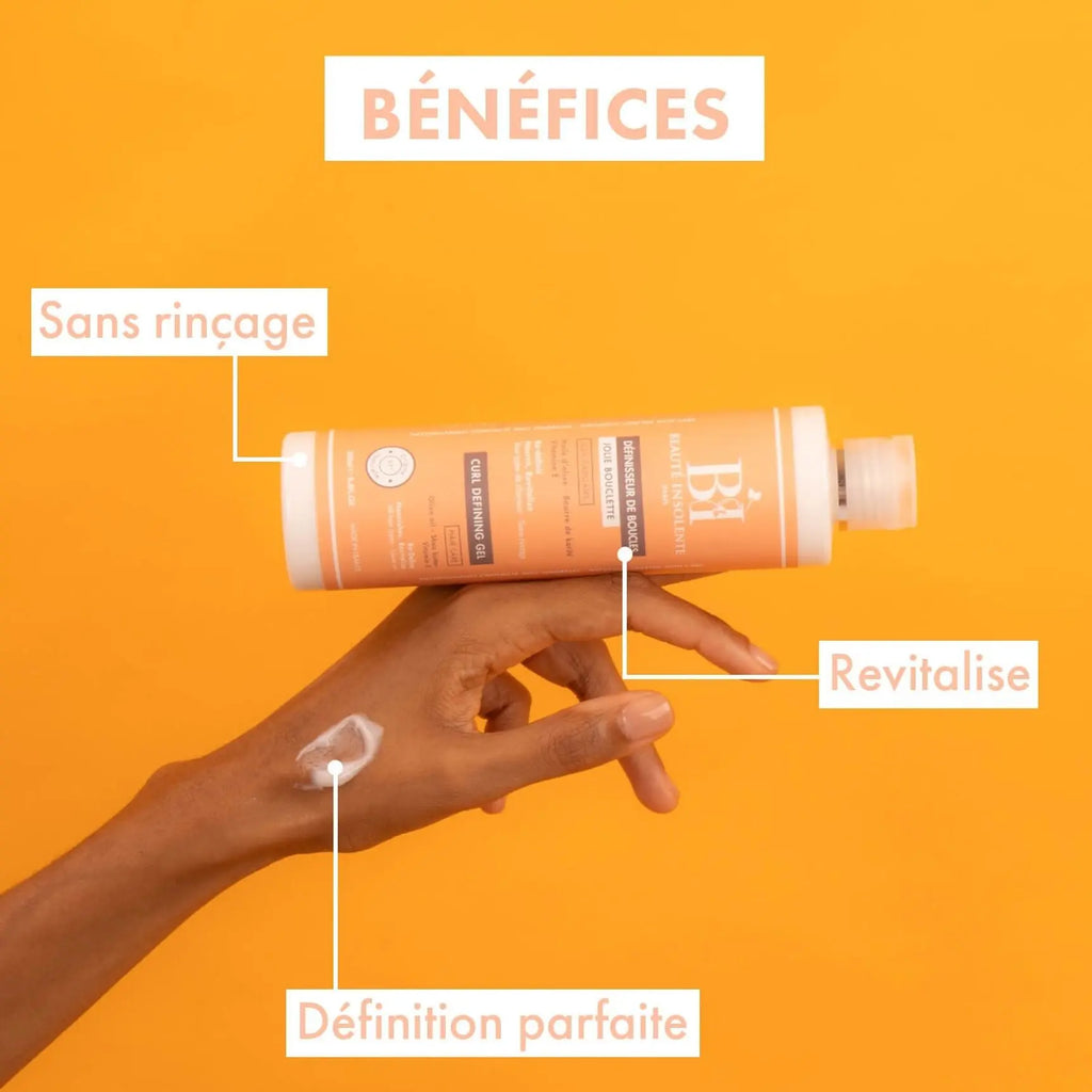 BEAUTÉ INSOLENTE -Définisseur de boucles /Jolie Bouclette-Huile d’olive,Beurre de Karité, Vit E  93/100 Note Yuka 🥕250 ML Beauté insolente
