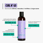 Soin cheveux bouclés INHAIRCARE curl n go avec protéines de riz provitamine B5 et amidon de maïs pour définir les boucles